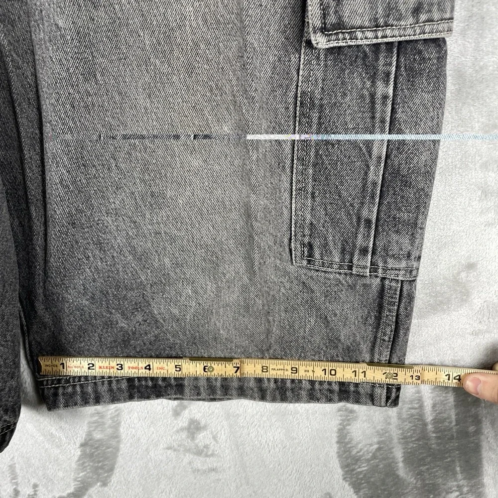 Vtg Y2K FUBU Cargo Shorts Black Denim Jorts Super Baggy Loose 38W (fit 36x15)